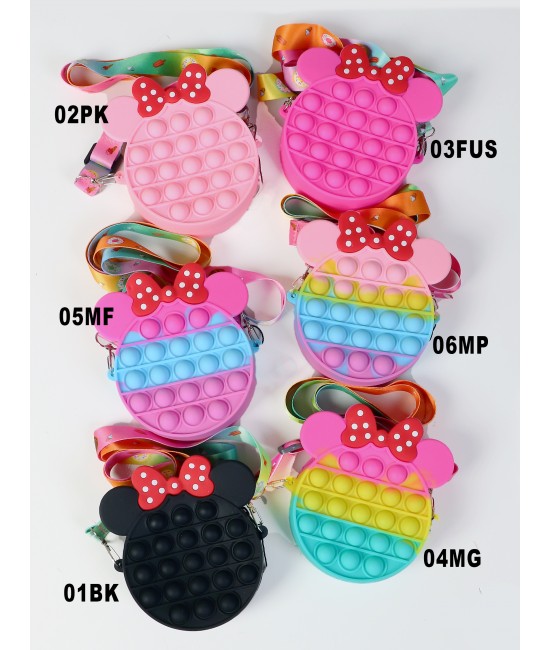 Kids POP-IT Mickey Mouse Silicon Crossbody Purse w/Zipper Closure